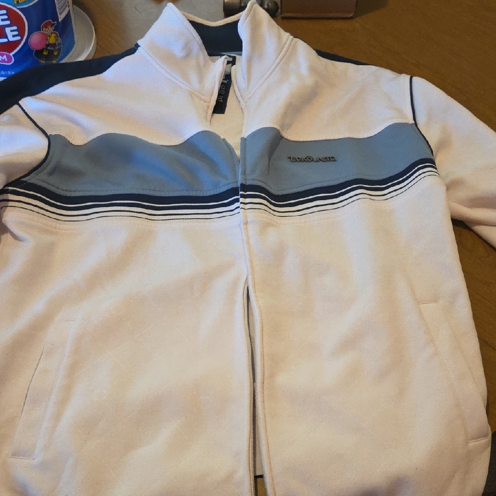 Marc Ecko Men's White and Blue Zip-Up Lightweight Windbreaker